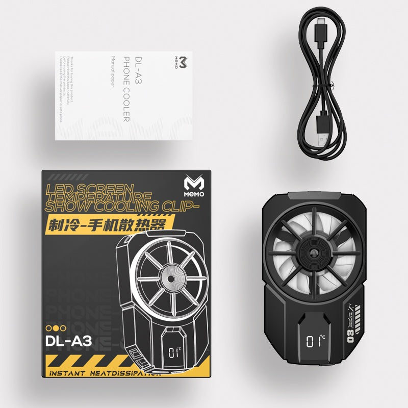MEMO DLA3 Cooling Fan with LED Display, Advanced Airflow, for Mobile Devices